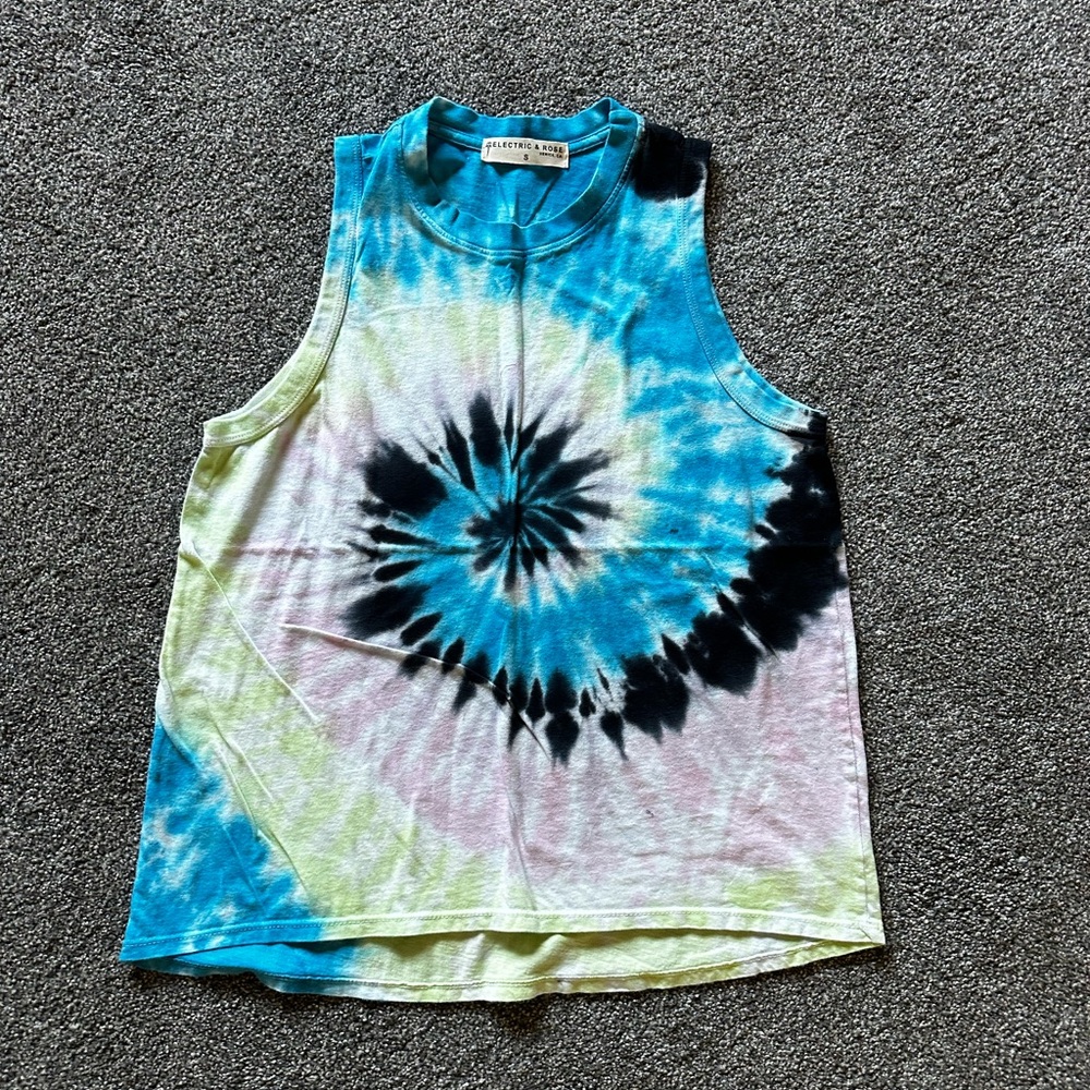 Electric & Rose Tie-Dye Tank Top - Blue, Black, Green